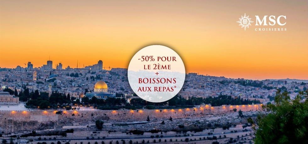 -50% pour la 2e pers. et Boissons aux repas offertes** 12 jours Croisière Terre Sainte : Italie, Grèce, Israël