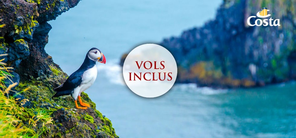 -50% sur le deuxième passager et Boissons à volonté incluses** Vols inclus 15 jours Croisière Islande et Ecosse